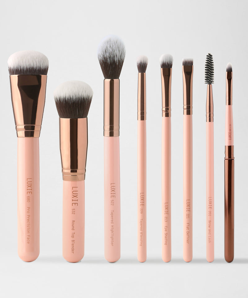 LUXIE Complete Face Brush Set - Rose Gold - LuxieBeauty